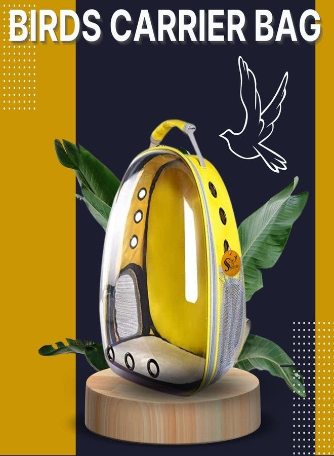 سايج سكوير حقيبة ظهر لحمل الطيور من سيج سكوير، حقيبة ظهر صغيرة لحمل الطيور الصغيرة والمتوسطة، حقيبة ظهر شفافة جيدة التهوية لحمل الحيوانات الأليفة والطيور أثناء المشي لمسافات طويلة (أصفر) - Image 2